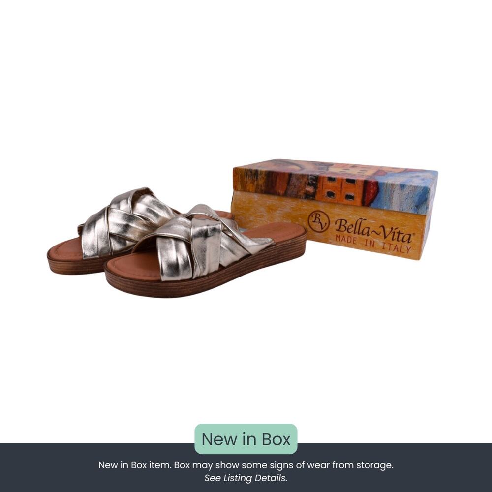 Bella Vita TOR-Italy Champagne Italian Leather Crossband Sandals | New in Box